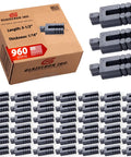Plastic Peel Away Stackable Shims For Leveling 960-Piece Set packaged with close-up of gray U-Shape tile shims, made in USA