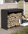Adjustable Firewood Rack With Weatherproof Cover For Indoor And Outdoor Use Beefy Metal Frame Keeps Firewood Dry And Organized