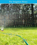 12 Inch Galvanized Garden Landscape Staples Heavy Duty 11 Gauge Ground Stakes securing irrigation hose on lawn