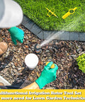 Person using Sprinkler Tool Kit For Quick Irrigation Fix Compatible With Hunter MP Rotator PGP And Rain Bird 5000 Series Rotor Adjustment And Spray Head Pull Up Tools for garden maintenance.