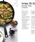 A No Fuss Kitchen Lifesaver Cookbook Featuring 65 Quick Healthy Recipes Plus Smart Time Saving Meal Hacks And Straightforward Cooking Tips For Stress Free Family Suppers Nationwide, shrimp stir-fry in a cast iron skillet.