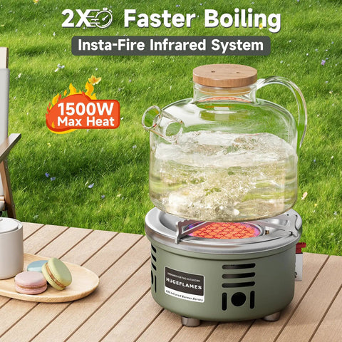 Ultra Light Infrared Camping Stove With Windproof Burner Portable Gas Stove for Propane or Butane, heating glass kettle outdoors