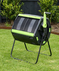 65 Gallon Dual Chamber Outdoor Compost Tumbler For Food Waste And Yard Waste Tough As Nails Heavy Duty Spill Proof Bin in garden