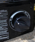 Close-up of dial on 125,000 BTU Forced Air Propane Space Heater With 10 Ft Hose And Regulator For Workshops And Job Sites Portable Big Heat