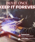 Person welding with protective gear, showcasing American craftsmanship