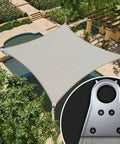 Installed 12 By 16 Foot Grey Rectangle Sun Shade Sail With Super Ring System UPF50Plus Heavy Duty 260Gsm Canopy For Patio