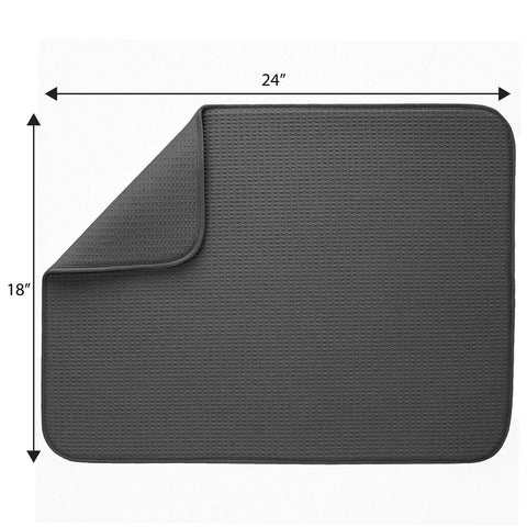 Top Shelf Microfiber Dish Drying Mat Extra Large 18 X 24 Inch Countertop Pad with textured surface for effective drainage.