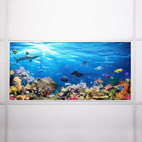 Fluorescent Light Covers For 2x4 Ceiling Lights In Classrooms To Cut Glare And Eye Strain, 22.38 x 46.5 Coral Reef Design