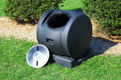 Compost Wizard EnviroTumbler Black With Aeration Vents And Six Point Five Cubic Feet Capacity Rolling Portable Design