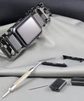 Watch Adapters for Tread and Tread LT in Black 16mm Lug Size Includes Pin Tool and Replacement Pins displayed on cloth