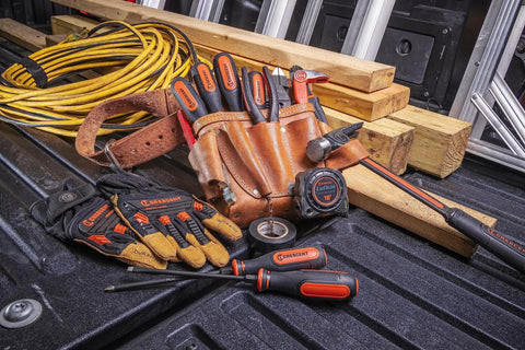 Diamond Tip Dual Material Screwdriver Set With Phillips And Slotted Drivers 8 Piece Pro Grade Hand Tools on truck bed