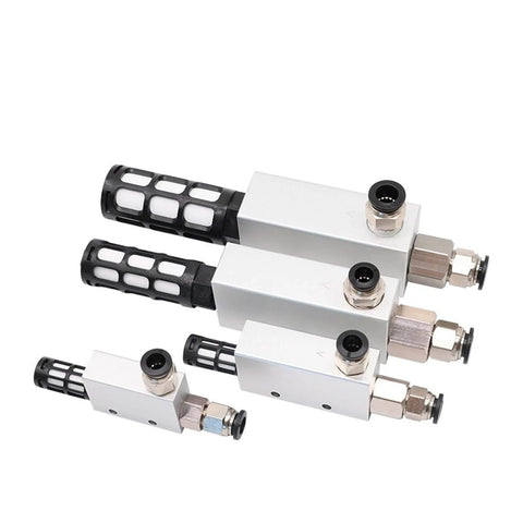 Compact Pneumatic Vacuum Generator CV10HS with Air Exhaust Ejector and Control Valve for Industrial Automation, shown in various sizes.