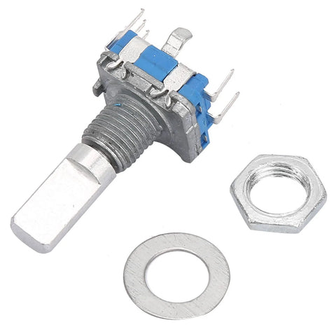 Two In One Rotary Encoder Switch With Digital Potentiometer For Cars, Audio, Multimedia And Smart Home Projects, shown with nut and washer