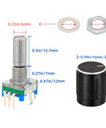 6 Pack EC11 Rotary Encoder With Push Button Five Pins 360 Degree Rotation Incremental Code Switch dimensions illustration