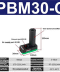 Dimensions and specifications of Mini Multi Stage Pneumatic Vacuum Generator PBM30-C for precision handling