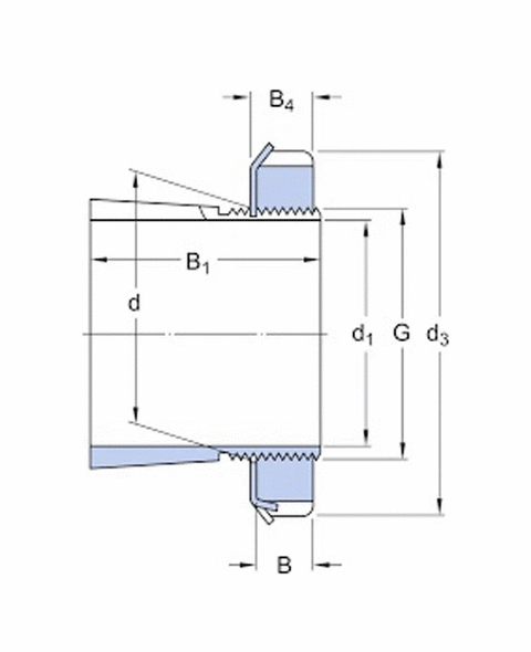 H2334 Bearing Adapter Sleeve with Lock Nut & Washer technical drawing illustrating dimensions and specifications.