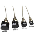 Four sizes of Two Millimeter Eddy Current Displacement Sensor IP67 Non Contact Type with stainless steel body and cables.