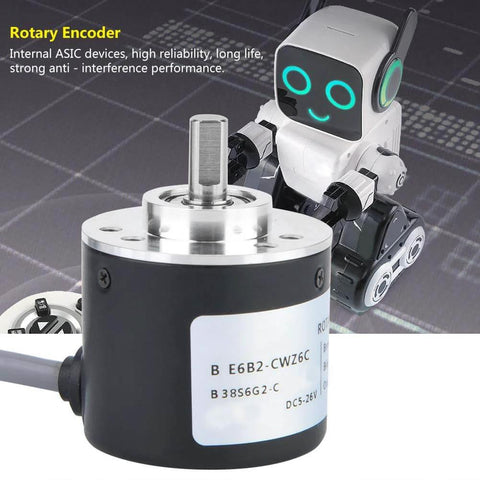 Incremental Encoder With Quick Response Internal ASIC System Wide Voltage 5 To 26 Volts 38 Millimeter Diameter 1024 PPR shown with robot