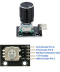 Top and bottom view of Six Pack KY-040 Rotary Encoder Modules With Push Button And Knob Cap For Arduino Makers And DIY Hobbyists.