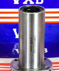 LMH20LUU 20mm Flanged Ball Bushing CNC Linear Motion Bearing 20x32x80mm on a blue and red background.
