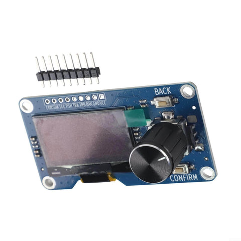 Front view of an All In One OLED Display Module With EC11 Rotary Encoder And IIC Interface For Microcontrollers One Point Three Inch screen.