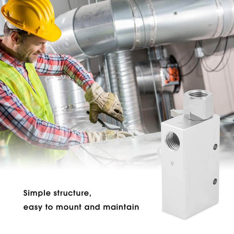 Worker installing Pro Grade Pneumatic Vacuum Generator Ejector CV-15HS Venturi Valve with Rp1/4 threads and 1.5mm nozzle