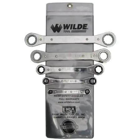 Wilde 5-Piece Ratcheting Wrench Set for Pro Shop Use