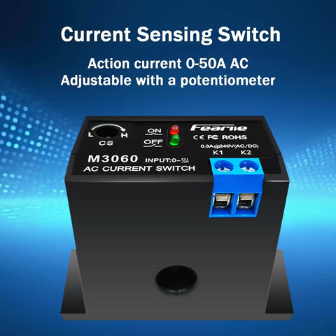 AC Current Sensing Switch Relay 0 to 50 Amp Normally Open Or Normally Closed Current Sensor Monitoring Relay With PLC M3060