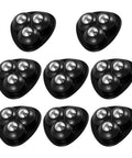 Image of 8 black adhesive caster wheels for appliances, featuring 360 swivel mini rollers with self adhesive tape for quick install.