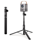 Portable Projector Stand For Outdoor And Home Theater Use, Adjustable 32 Inch Tripod with One Quarter Inch Screw Adapter shown