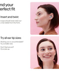 Person wearing Ultra Comfortable Reusable Ear Plugs With 24 Decibel SNR Noise Reduction For Sleep Deep Focus Travel And Noise Sensitivity
