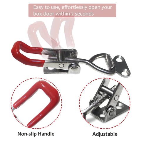 2 Pack Toggle Latch Clamp 4001 Adjustable 304 Stainless Steel pull hasp with red handle for secure latching