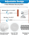 Adjustable Window Security Bar For Sliding Glass Doors With Rubber Tips, Tension Rod, Extends From 15.7 To 27.5 Inches, 1.2 Inch Diameter features.