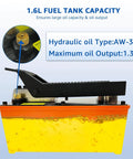 HKTE Air Hydraulic Pump, Pedal-Activated, High-Pressure 10K PSI, 0.5 Gallon Tank, shown side view with tank and pedal