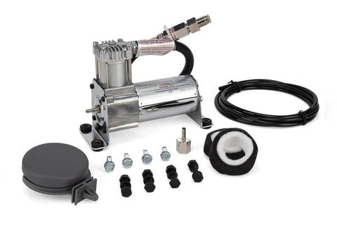 Air Lift 16092 Air Compressor System with components including the 12V compressor, wiring, mounting hardware, and accessories.