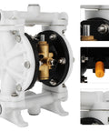 Air Operated Double Diaphragm Pump QBK-15 1/2 inch Outlet 12 GPM Pneumatic Transfer Max 115 PSI Industrial Use