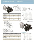 Diagram of durable alloy pneumatic disc brake clamp for CNC machines and 3D printers with technical specifications and charts.