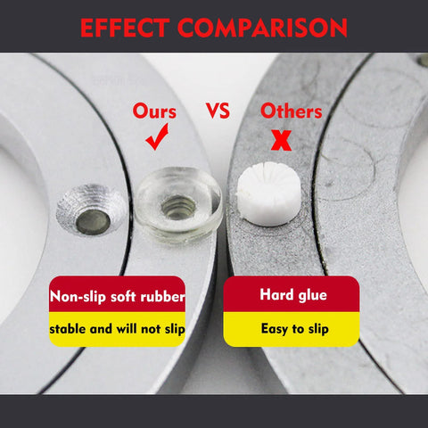 Effect comparison of Heavy Duty Aluminium Alloy Turntable Bearing with non-slip soft rubber vs hard glue options