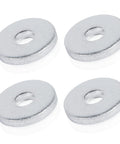 Four aluminum back-up rivet washers for 3/16 inch rivets, pack of 300, showing round design and center hole.