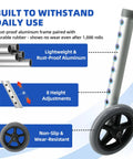 Replacement Heavy Duty Aluminum Caster Wheels For Standard Walker Aids With Non Slip Foot Pads, product features