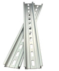 Effortlessly link modules on standard DIN rails with this 12 inch slotted aluminum connector kit, a 2-piece RoHS compliant set.
