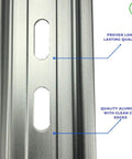 Effortlessly link modules on standard DIN rails with this 12 inch slotted aluminum connector kit, showcasing its quality and RoHS compliance.