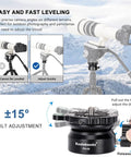 Aluminum Leveling Base With 62mm Half Ball Platform For Camera Tripod Head, showing tilt adjustment and quick lock knob.