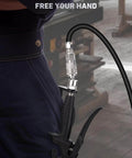 Pneumatic Tool Rafter Hook Hanger with 1/4 Inch & 360° Swivel Air Fitting attached to air tool on work belt