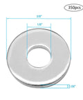 Close-up of a single aluminum rivet washer, showing dimensions and thickness, part of Aluminum POP Rivet Washers 350 Pcs For 1/8 In Rivets Thick Backup Washers pack.