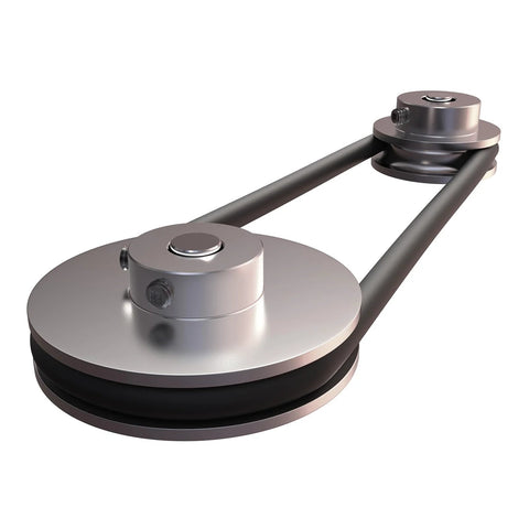 Side view of lightweight 8mm bore aluminum single groove pulley with 60mm outer diameter for 6mm PU belt drives in compact belt system setup