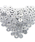 Aluminum Back Up Rivet Washers For Three Sixteenth Inch Rivets Pack Of 300 arranged in a pile