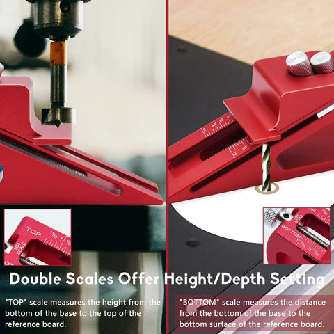 Double scale precision woodworking height gauge for routers and saws.