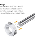 Double Split Shaft Collar Clamp For One Inch Shaft Aluminum shown with rod illustration