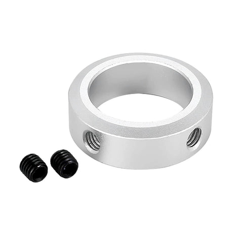 (4-Pack) Aluminum Alloy 10mm Bore Shaft Collars Screw Style, showing single collar with screws, 10mm bore, 16mm OD, 8mm width